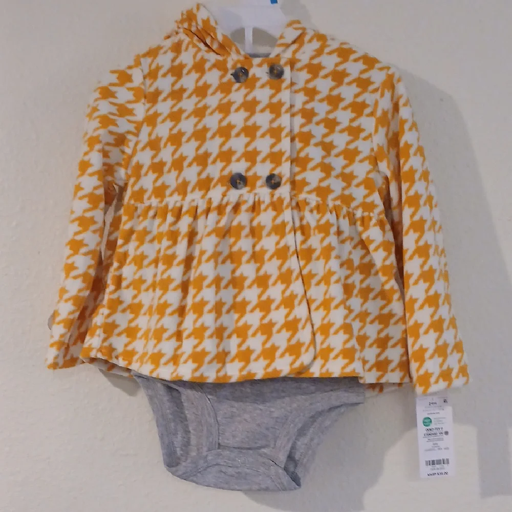Carter's Orange and White Houndstooth Diaper Cover
